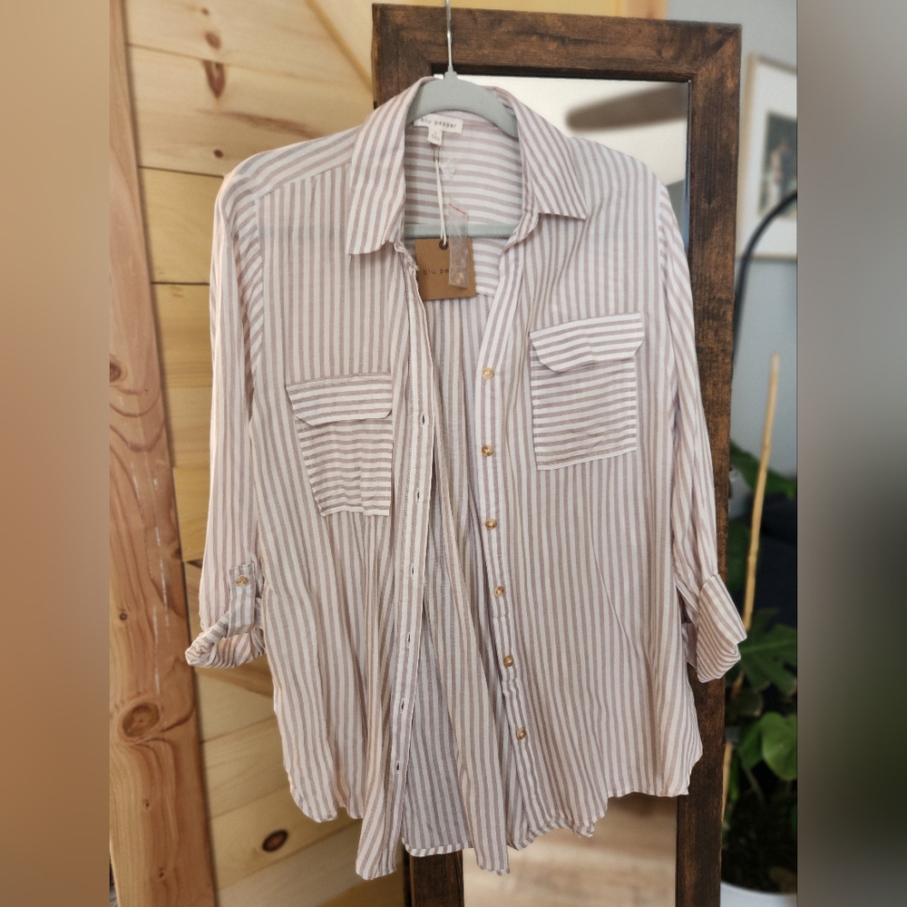 Striped Button-Up Shirt
